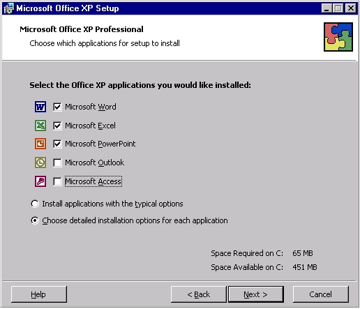 Colonial Toro sistema Installing Office XP for Windows
