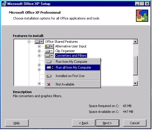 Colonial Toro sistema Installing Office XP for Windows